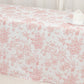 French Toile Fitted Tablecloth 8ft – Pink & White Rectangular Polyester Wrinkle-Resistant Table Cover