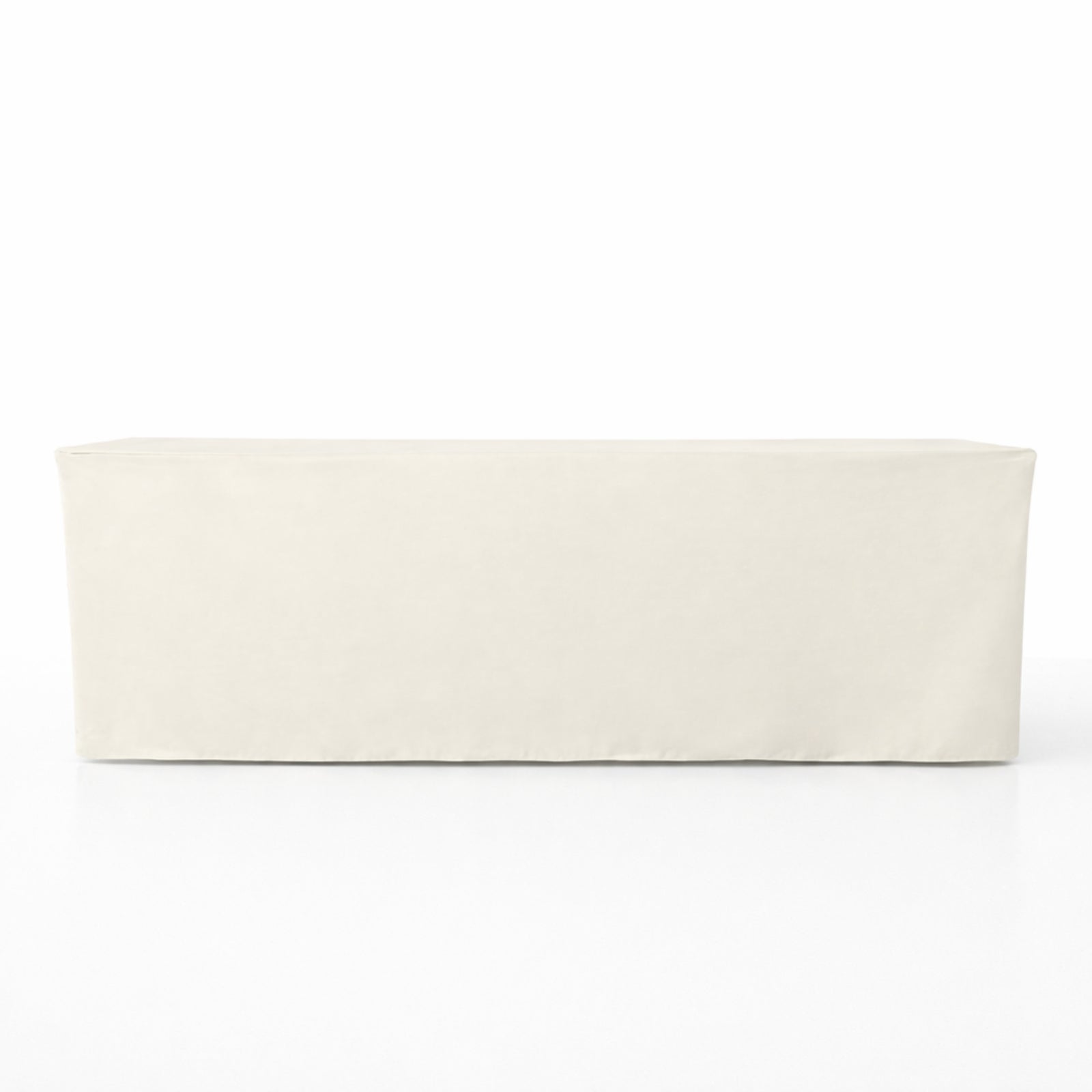 Ivory fitted polyester tablecloth for 8ft rectangle tables.