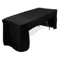 8ft Black Open Back Fitted Polyester Rectangle Tablecloth, Trade Show Table Cover for 96"x30" Tables