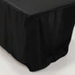 8ft Black Open Back Fitted Polyester Rectangle Tablecloth, Trade Show Table Cover for 96"x30" Tables