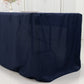 Navy blue fitted polyester tablecloth for 96"x30" trade show tables.