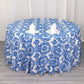 120" Royal Blue Seamless Round Velvet Flocking Design Taffeta Damask Tablecloth