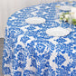 120" Royal Blue Seamless Round Velvet Flocking Design Taffeta Damask Tablecloth