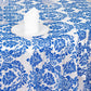 120" Royal Blue Seamless Round Velvet Flocking Design Taffeta Damask Tablecloth