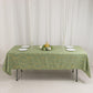 Dusty sage green tablecloth with gold foil tree branch pattern, 60"x102".
