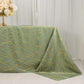 Dusty sage green tablecloth with gold foil tree branch pattern, 90"x132".