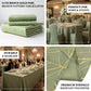 Dusty sage green tablecloth with gold foil tree branch pattern for elegant dining.