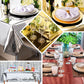 Gold metallic foil tablecloth, 40"x90", disposable cover for elegant events.