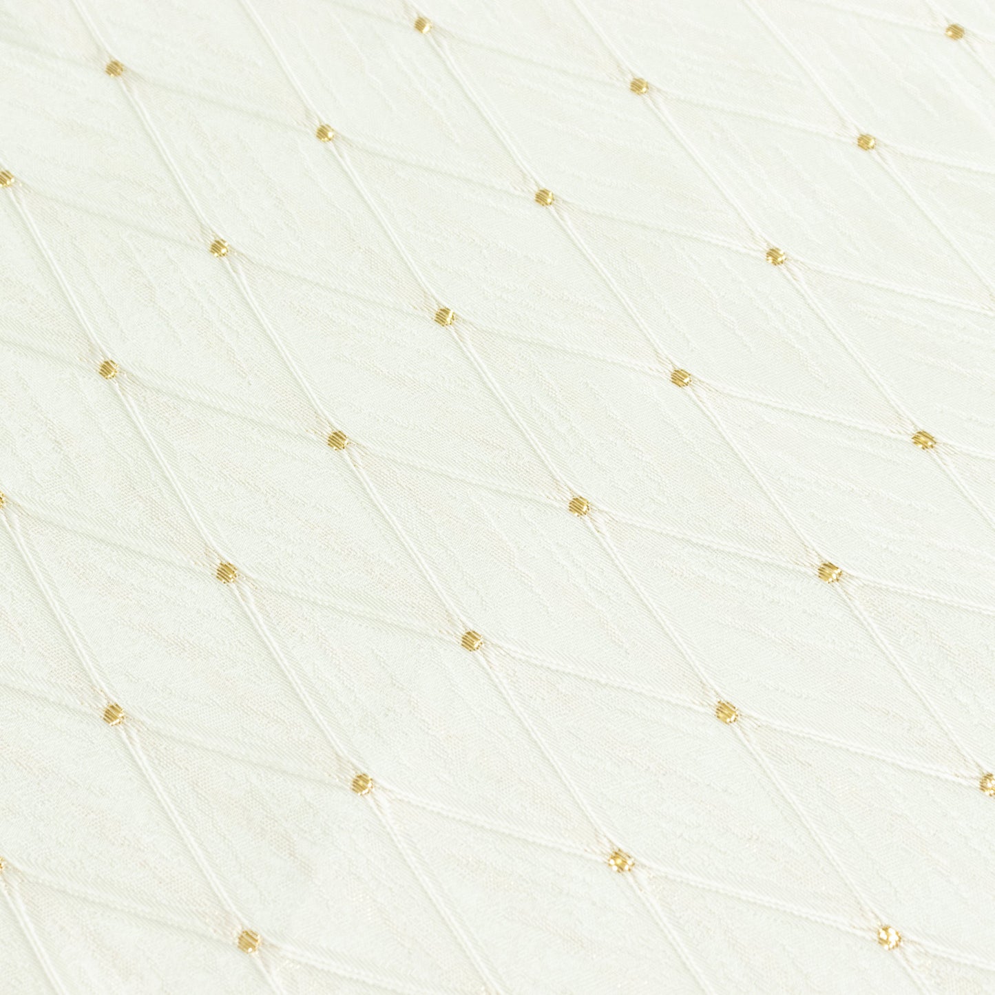 Jacquard Tablecloth 90"x132" Rectangular, Ivory - Diamond Trellis with Gold Accent Dots