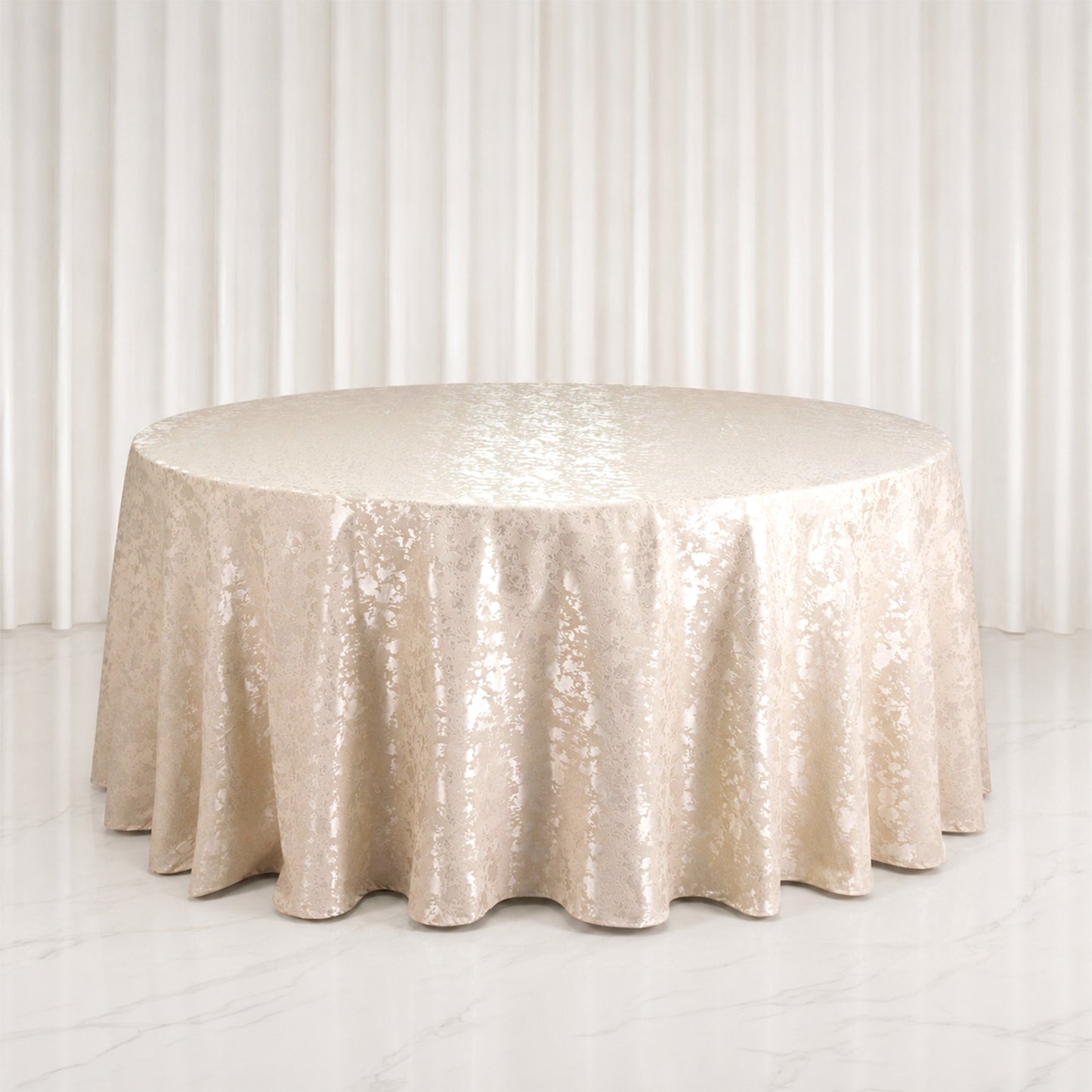 Jacquard Tablecloth 120" Round Beige - Abstract Watercolor Pattern