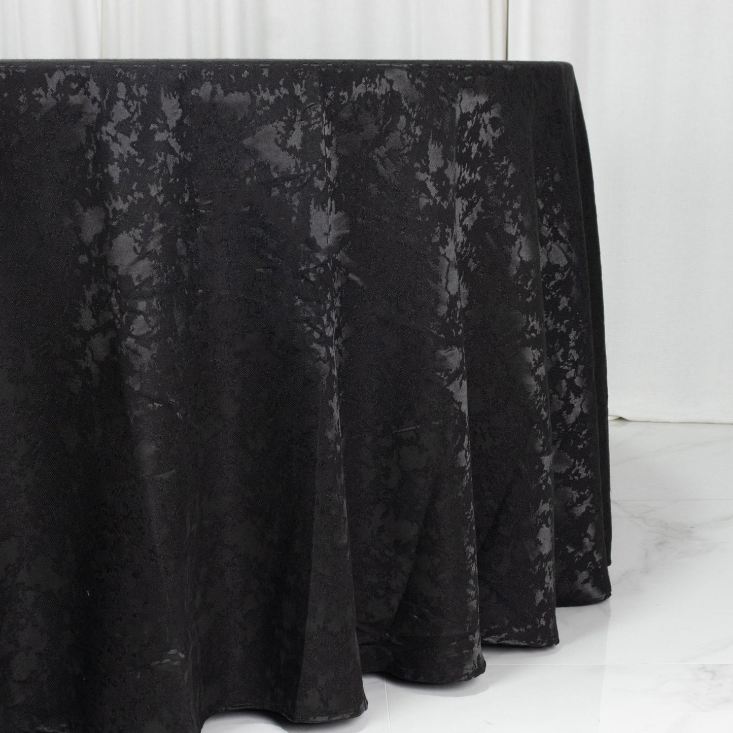 Jacquard Tablecloth 120" Round Black - Abstract Watercolor Pattern