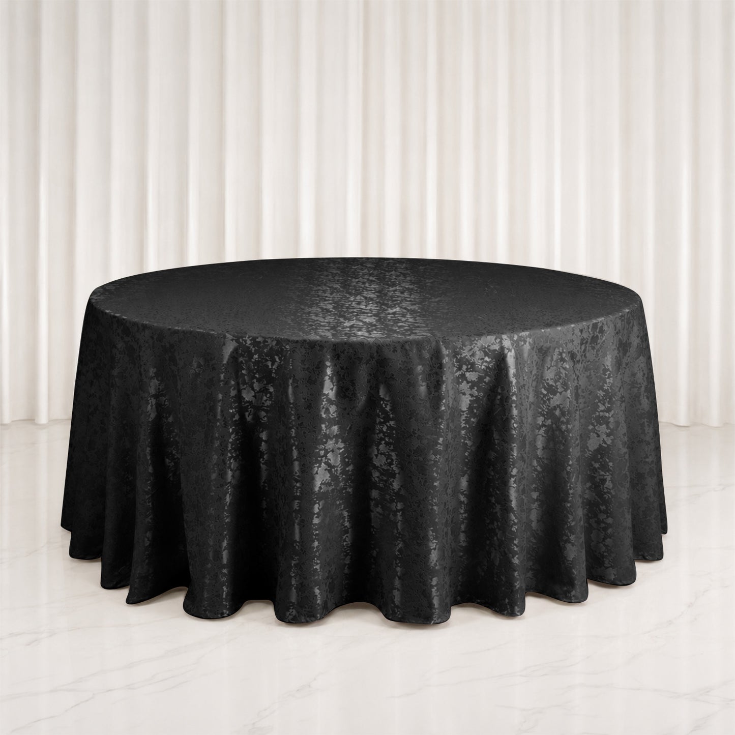 Jacquard Tablecloth 120" Round Black - Abstract Watercolor Pattern