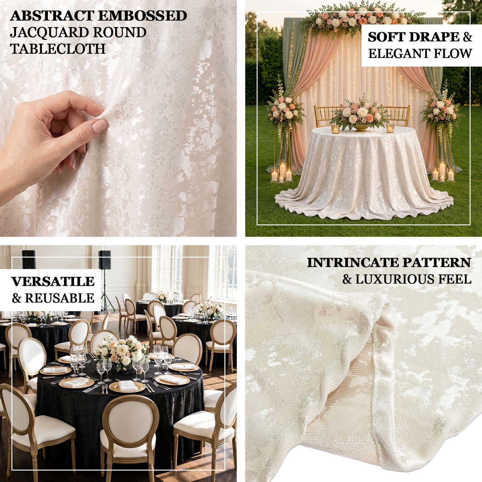 Modern abstract watercolor pattern jacquard tablecloth for weddings, receptions, holiday gatherings,