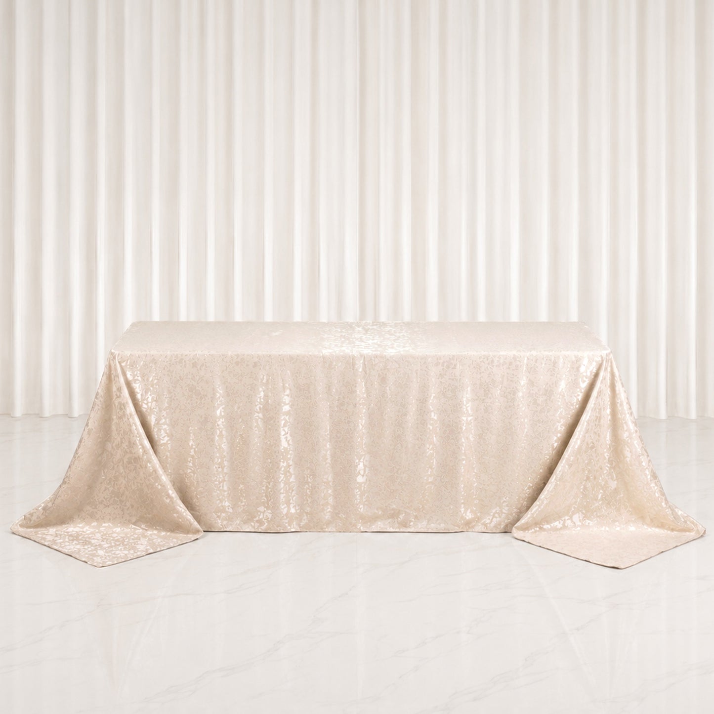 Jacquard Tablecloth 90"x132" Rectangular, Beige - Abstract Watercolor Pattern