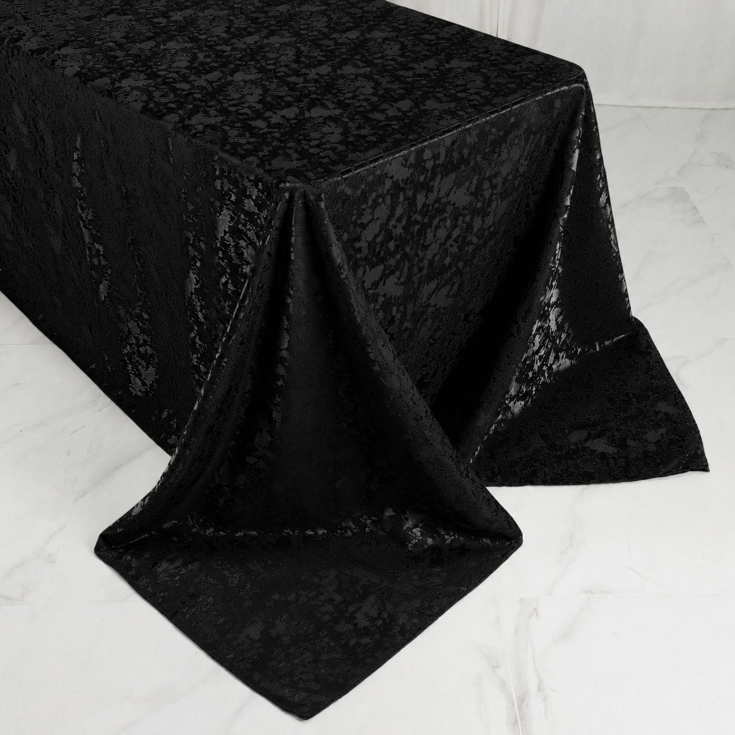 Jacquard Tablecloth 90"x132" Rectangular, Black - Abstract Watercolor Pattern