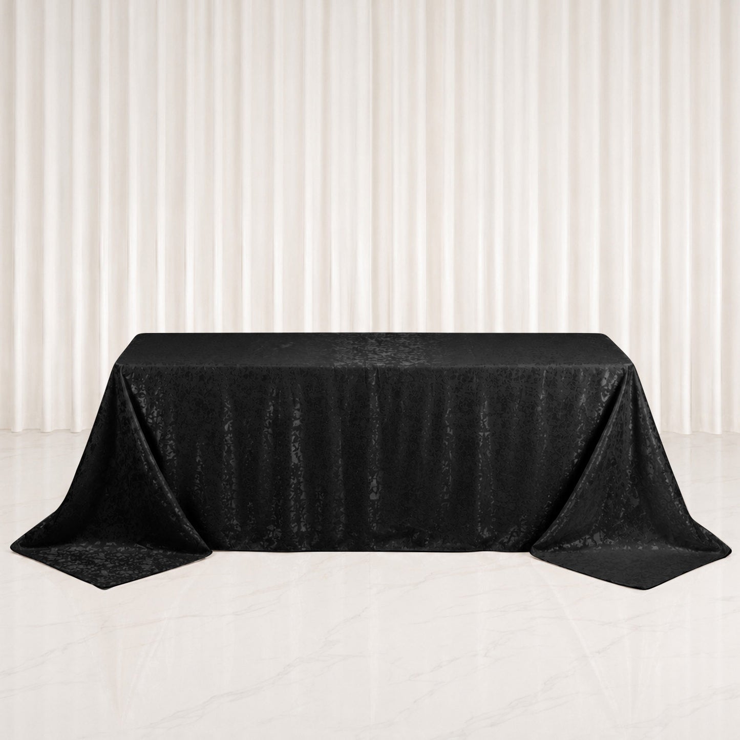 Jacquard Tablecloth 90"x132" Rectangular, Black - Abstract Watercolor Pattern