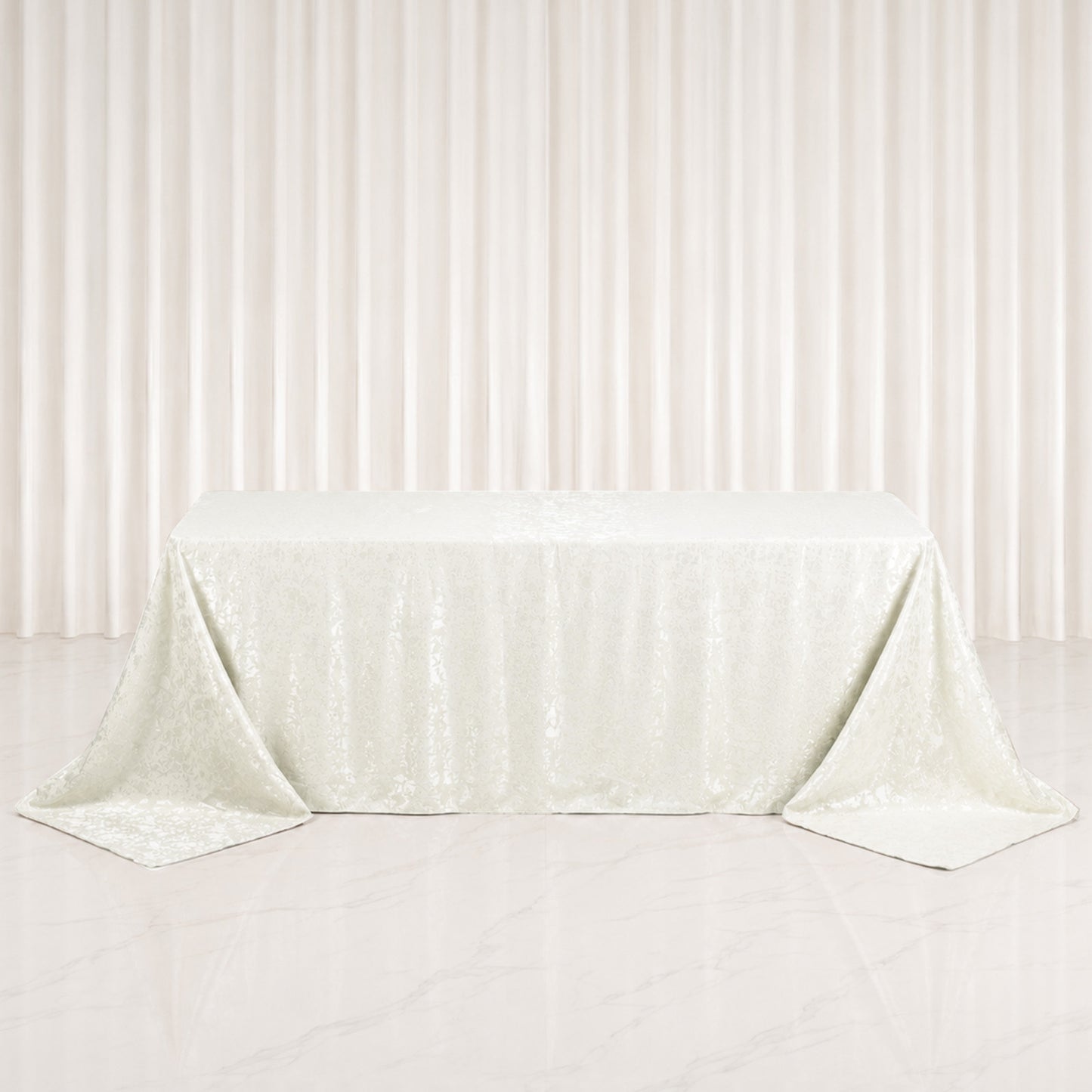 Jacquard Tablecloth 90"x132" Rectangular, Off White - Abstract Watercolor Pattern
