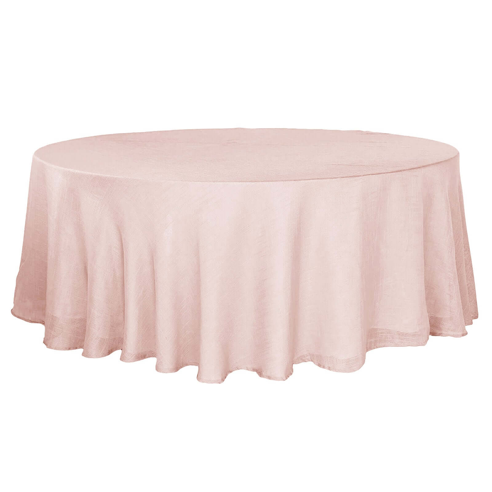 Slubby Textured Round Tablecloth 108 Inch Linen Blush Rose Gold