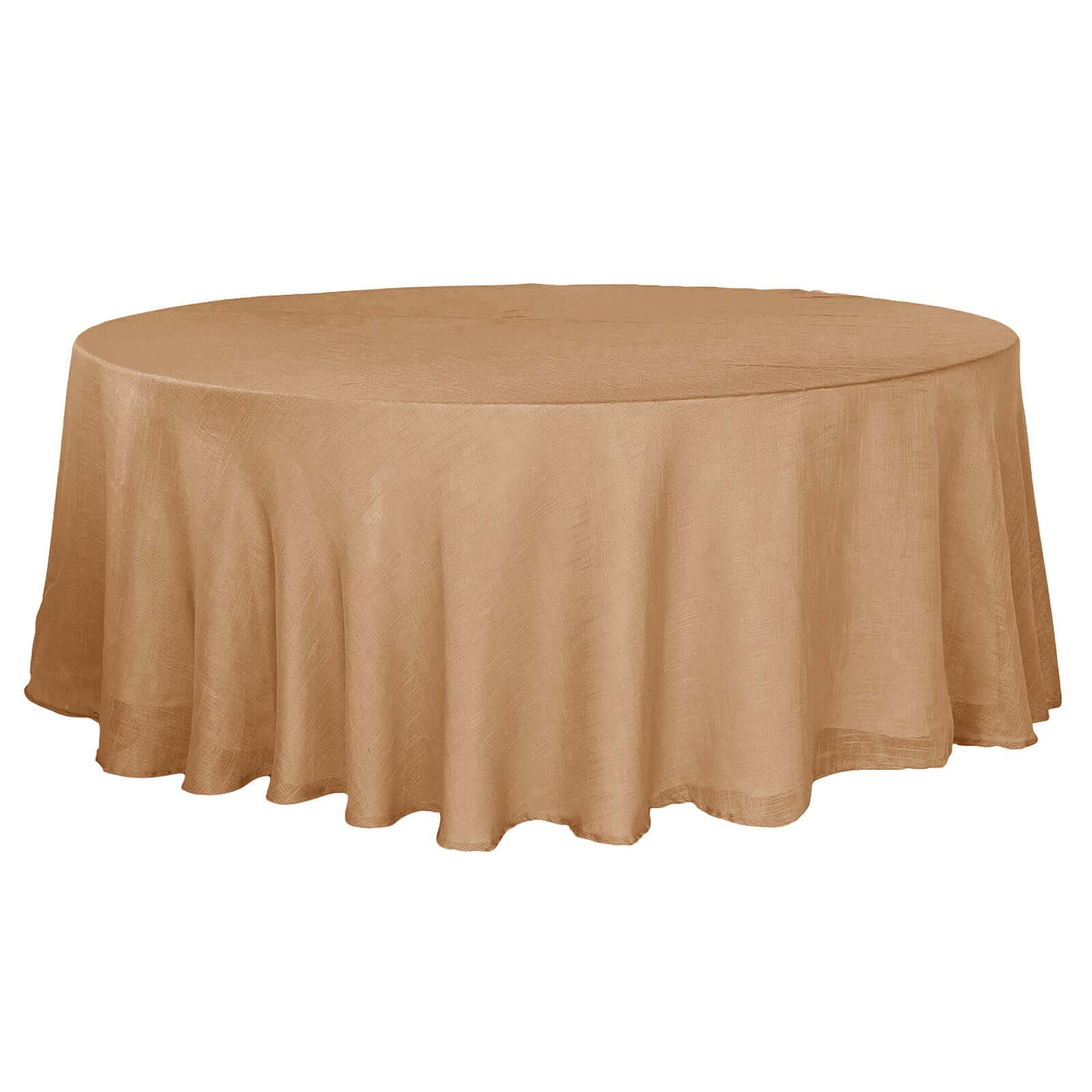 Natural 108 Inch Round Linen Tablecloth Featuring Slubby Texture