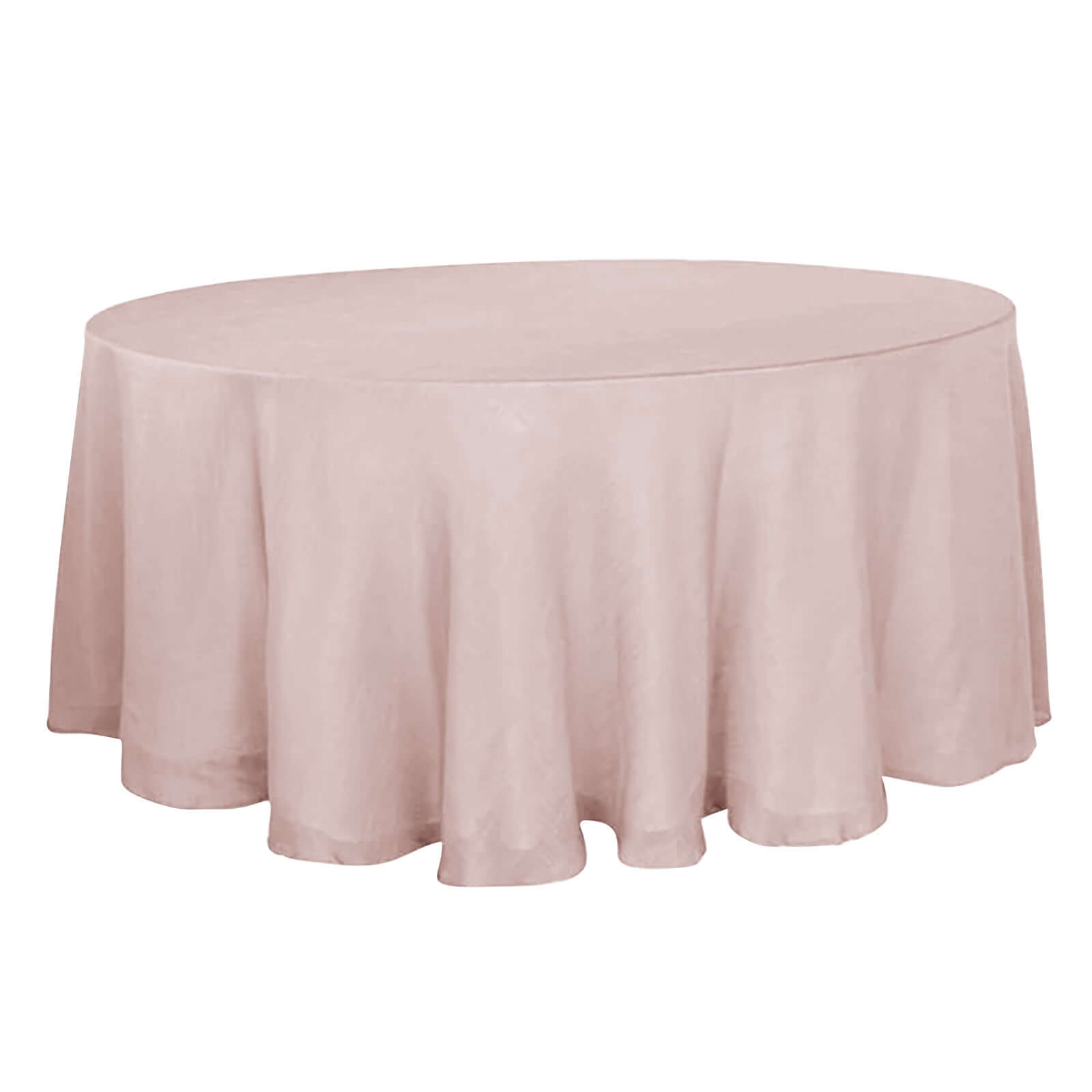 120 Inch Round Tablecloth Linen Blush Rose Gold Slubby Texture Wrinkle Resistant