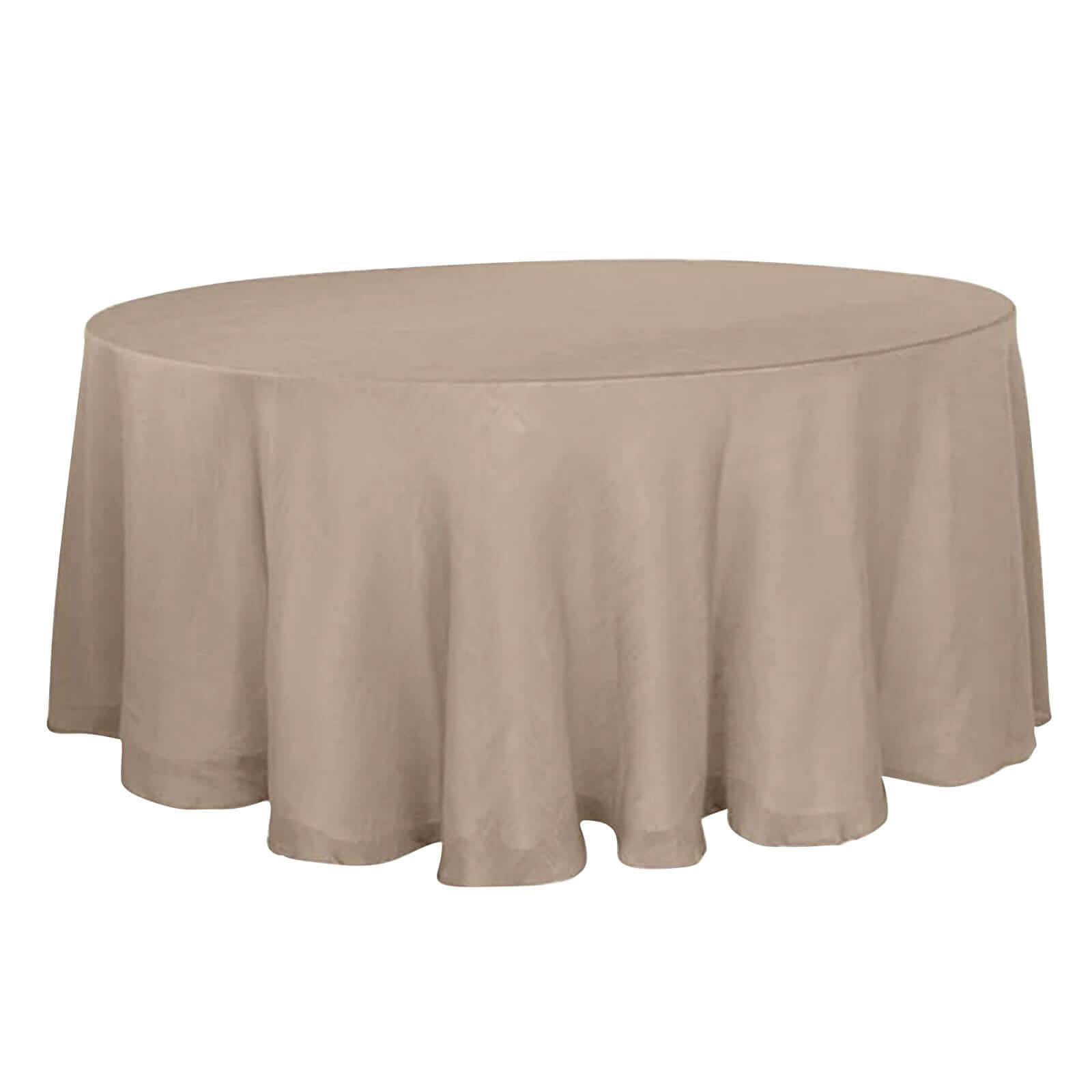 Round 120 Inch Taupe Linen Tablecloth With Slubby Texture