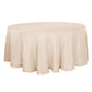 120 Inch Round Beige Linen Tablecloth Slubby Textured Wrinkle Resistant