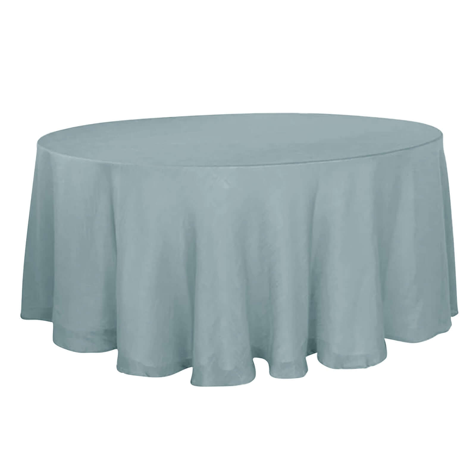 120 Inch Round Dusty Blue Slubby Textured Linen Wrinkle Resistant Tablecloth 