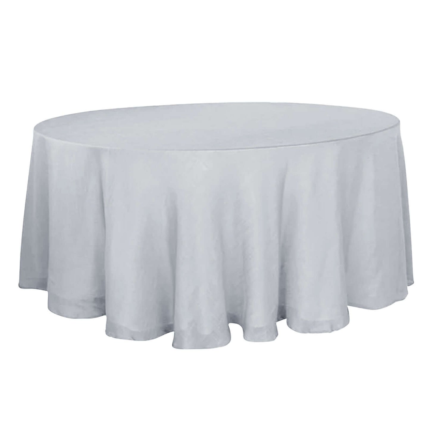 Slubby Textured Round Linen Tablecloth 120 Inch Wrinkle Resistant Cover In Silver 