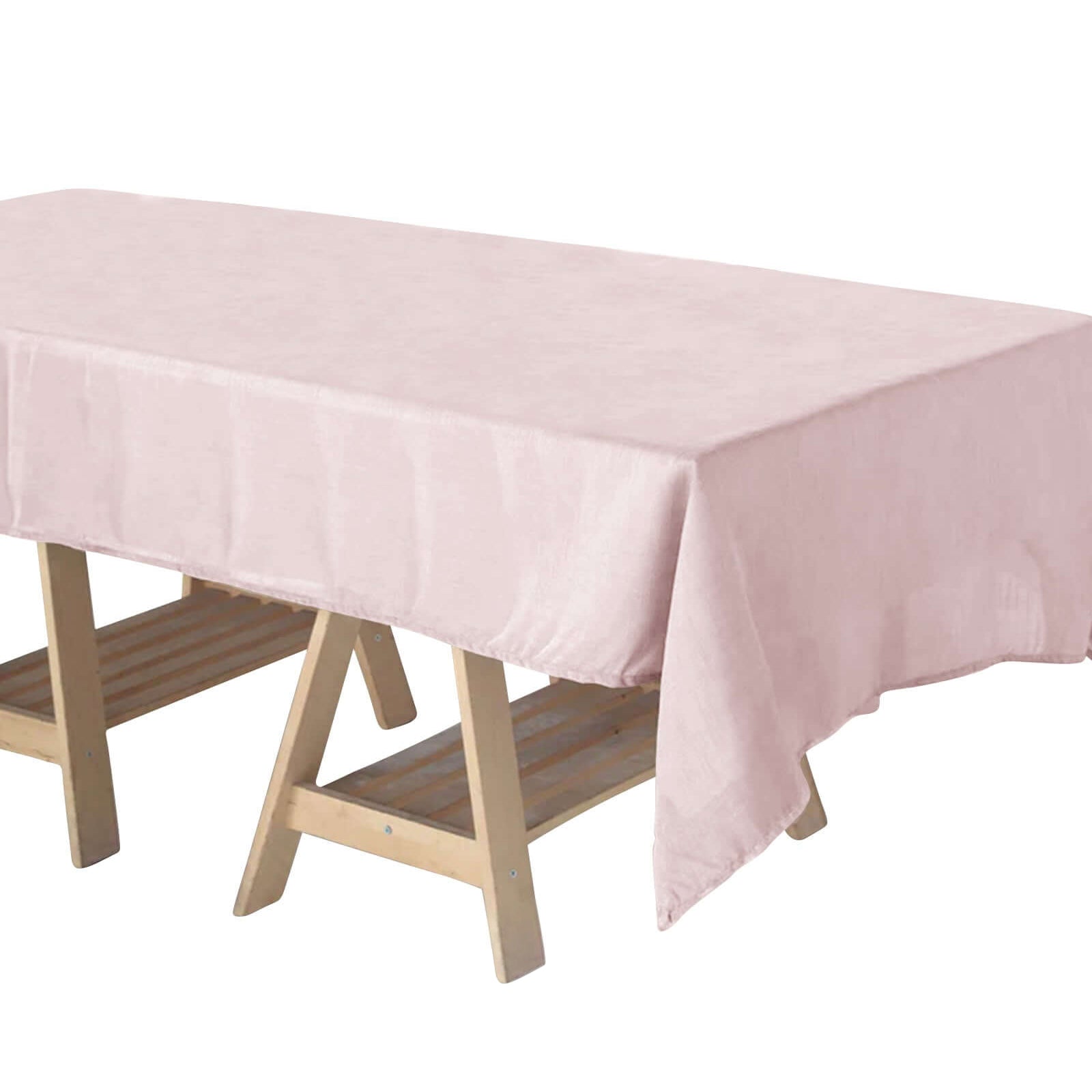 Slubby Textured Rectangle Wrinkle Resistant Linen Tablecloth in Blush & Rose Gold 60 Inch x 102 Inch