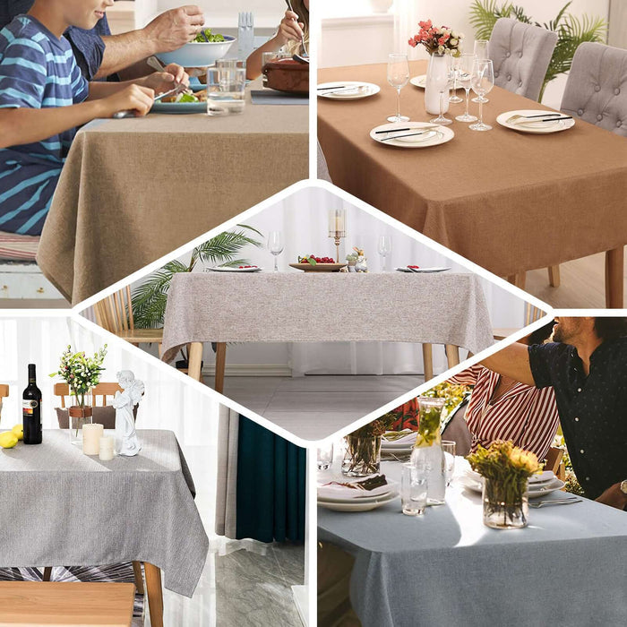 60"x102" Natural Seamless Rectangular Tablecloth, Linen Table Cloth With Slubby Textured, Wrinkle Resistant