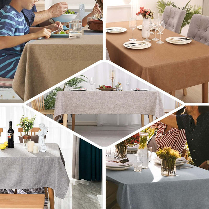 60"x102" Blush Rectangular Tablecloth, Linen Table Cloth With Slubby Textured, Wrinkle Resistant