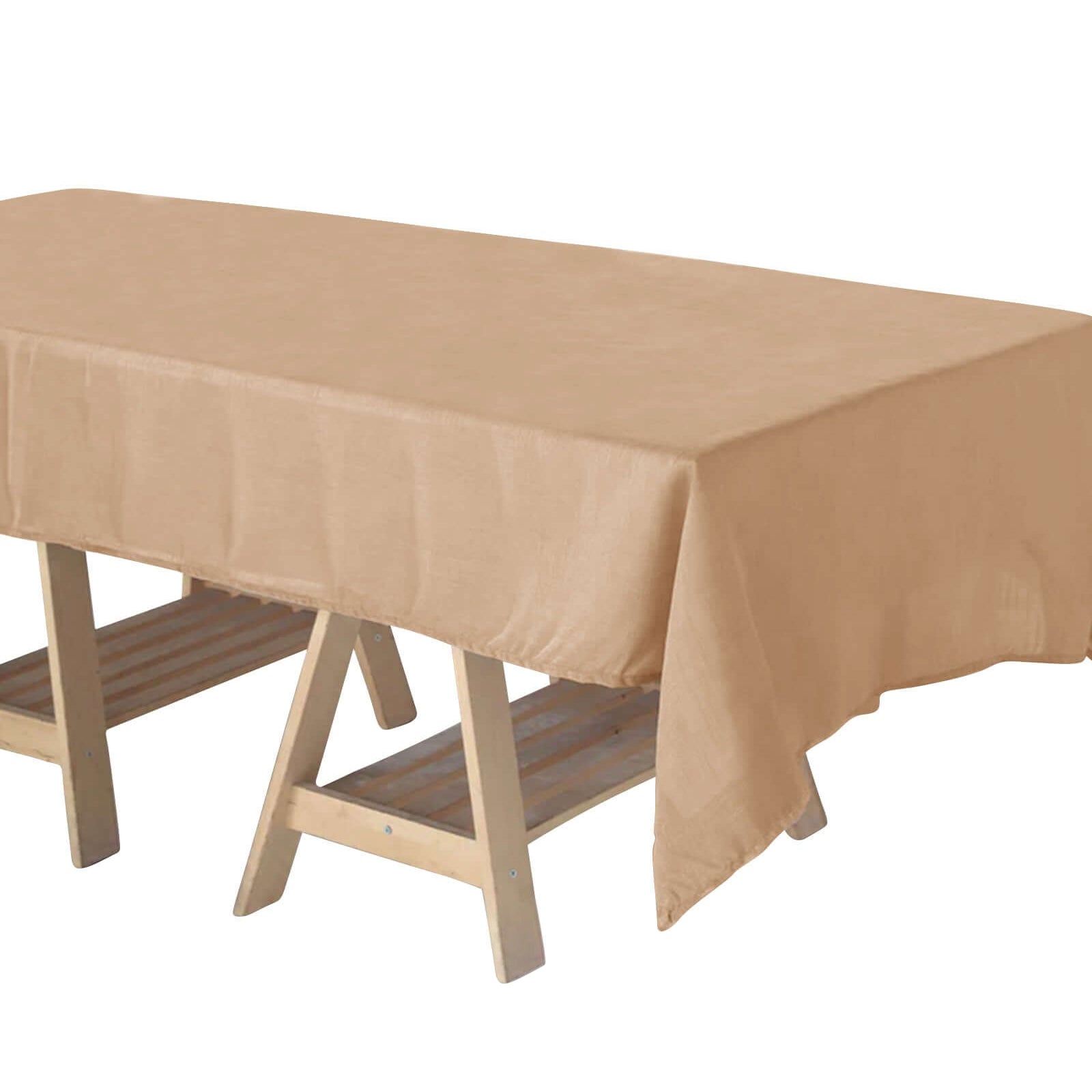 Natural Linen Rectangular Tablecloth With 60 Inch x 102 Inch Slubby Texture