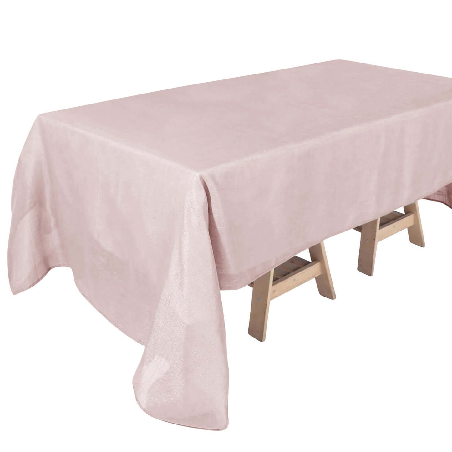 Blush Rose Gold Linen Tablecloth 60 Inch x 126 Inch Rectangular Slubby Textured Wrinkle Resistant