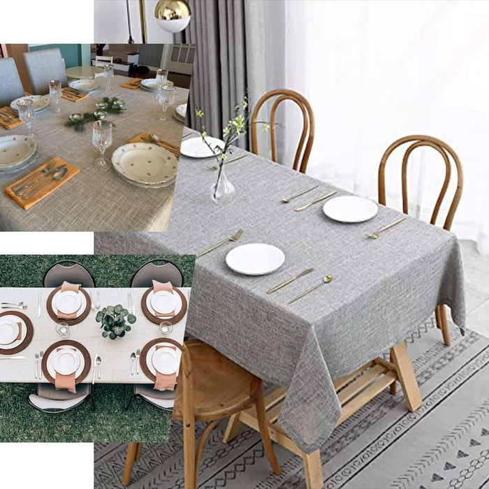 60"x126" Natural Rectangular Tablecloth, Linen Table Cloth With Slubby Textured, Wrinkle Resistant