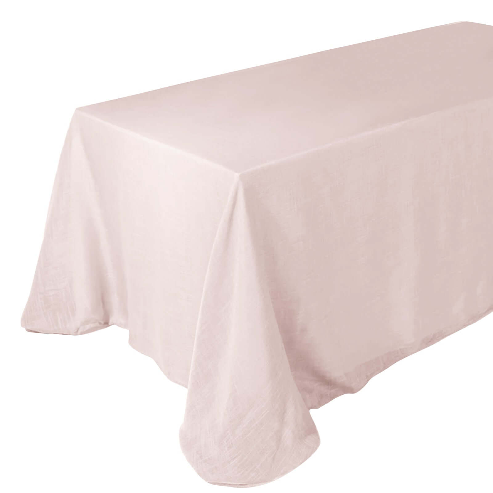 Slubby Textured Blush Rose Gold Linen Table Overlay 90 Inch x 132 Inch