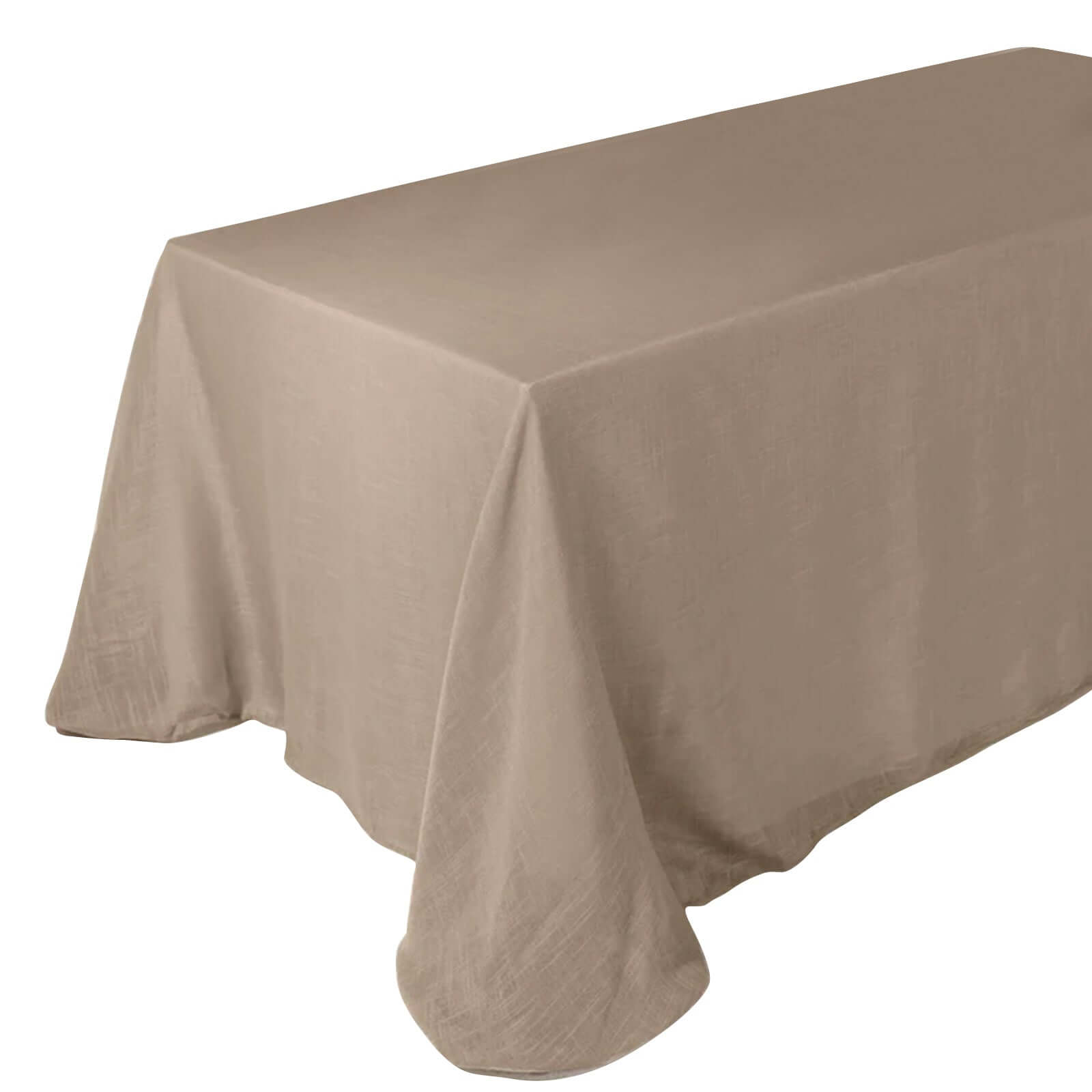 Taupe Linen Rectangular Tablecloth With 90 Inch x 132 Inch Slubby Texture