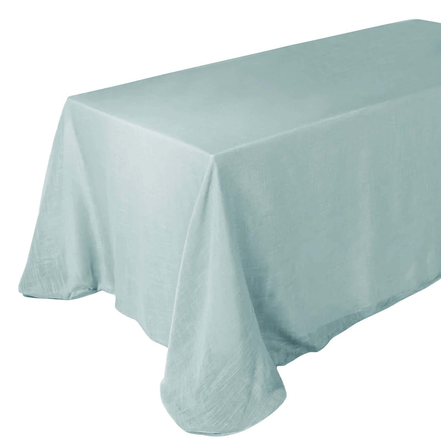 Slubby Textured Dusty Blue Rectangular Linen Tablecloth 90 Inch x 132 Inch Wrinkle Resistant