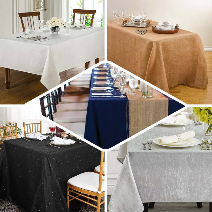 90"x132" White Seamless Rectangular Tablecloth, Linen Table Cloth With Slubby Textured, Wrinkle Resistant