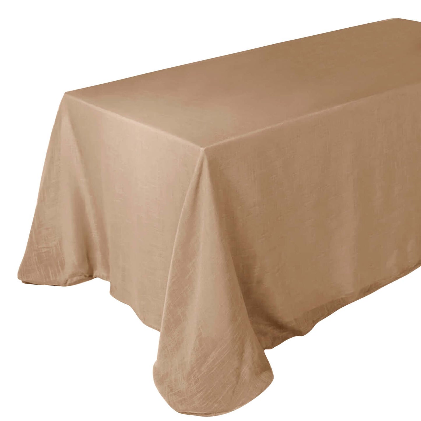 Natural Linen Rectangular Tablecloth With 90 Inch x 132 Inch Slubby Texture And Wrinkle Resistant