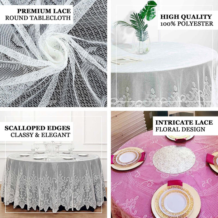 120" Premium Lace Ivory Round Seamless Tablecloth