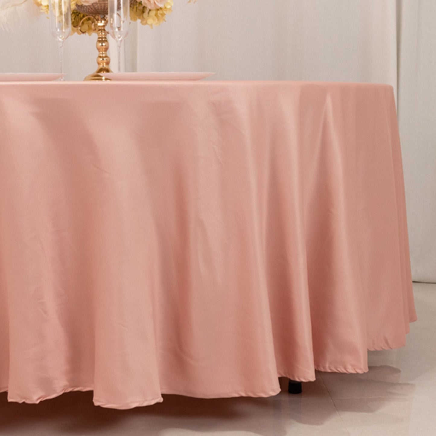 108" Dusty Rose Lamour Satin Round Tablecloth