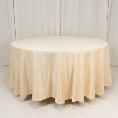 Effortless Elegance with the Beige Lamour Satin Round Tablecloth