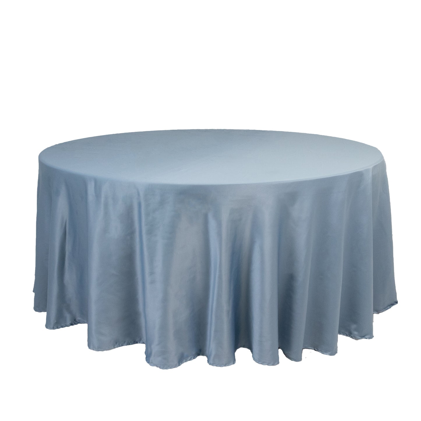 108" Dusty Blue Lamour Satin Round Tablecloth