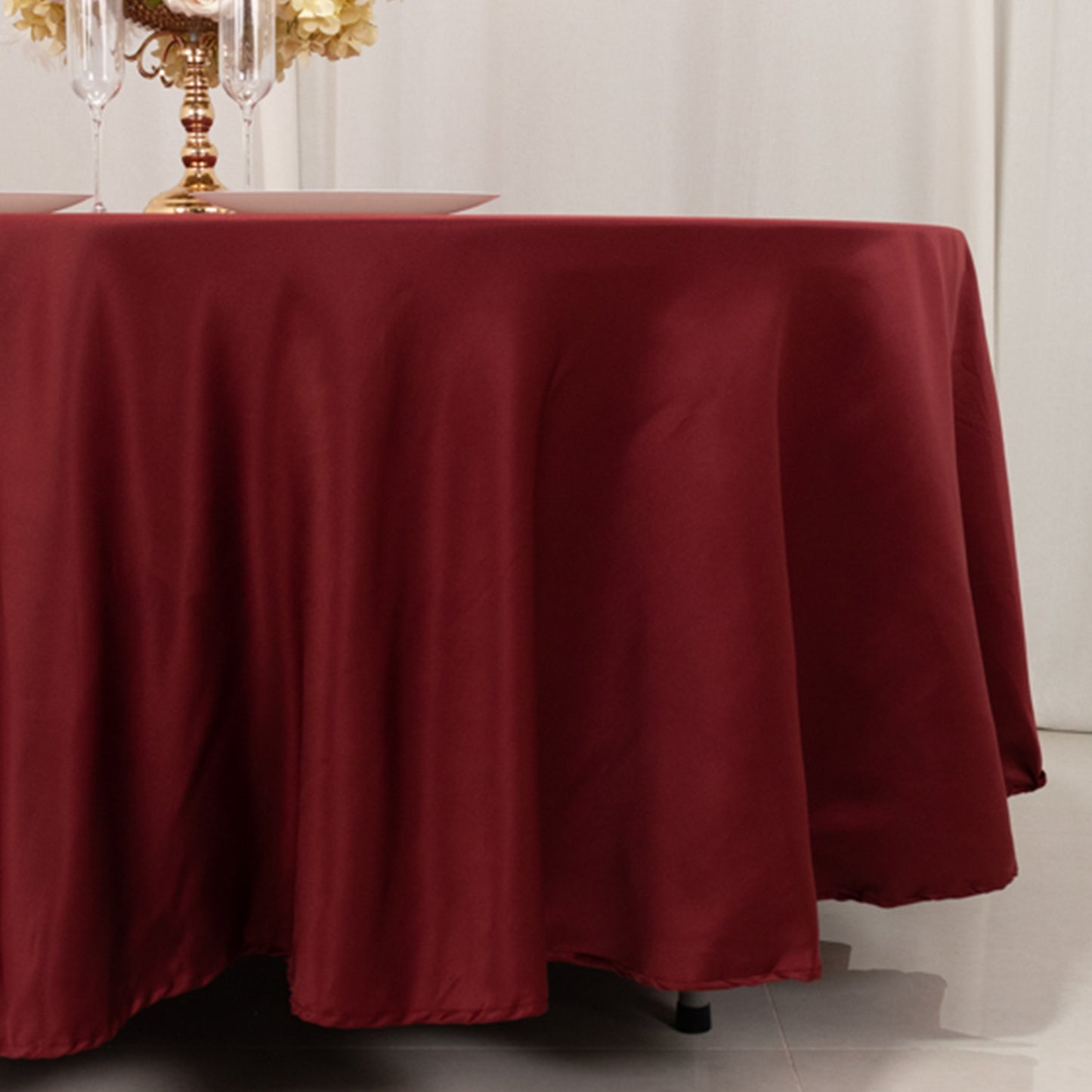 108" Burgundy Lamour Satin Round Tablecloth