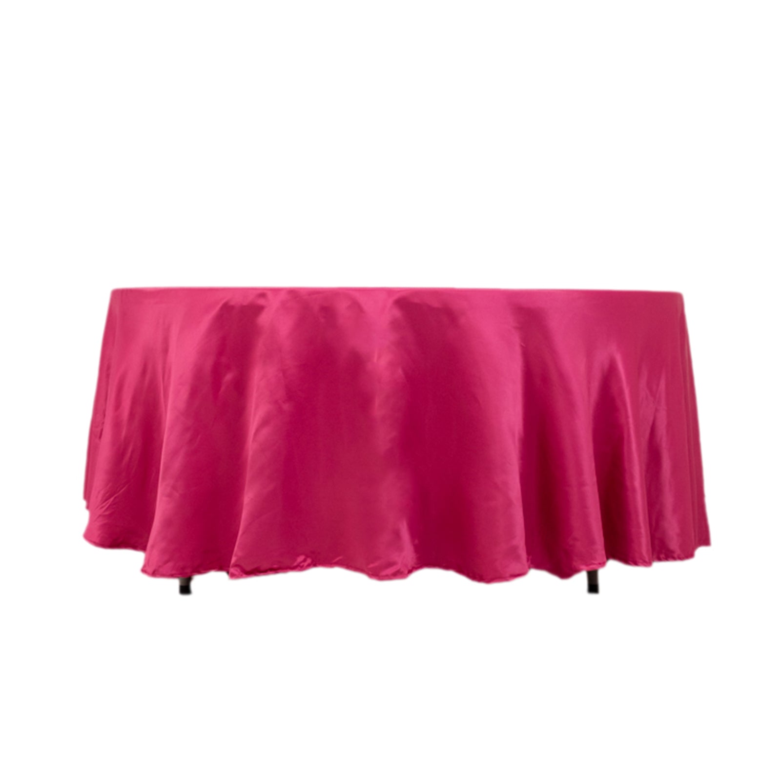 Fuchsia satin round tablecloth perfect for elegant events.