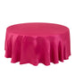 Fuchsia satin round tablecloth, 108 inches.
