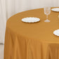 Gold satin round tablecloth on a dining table.