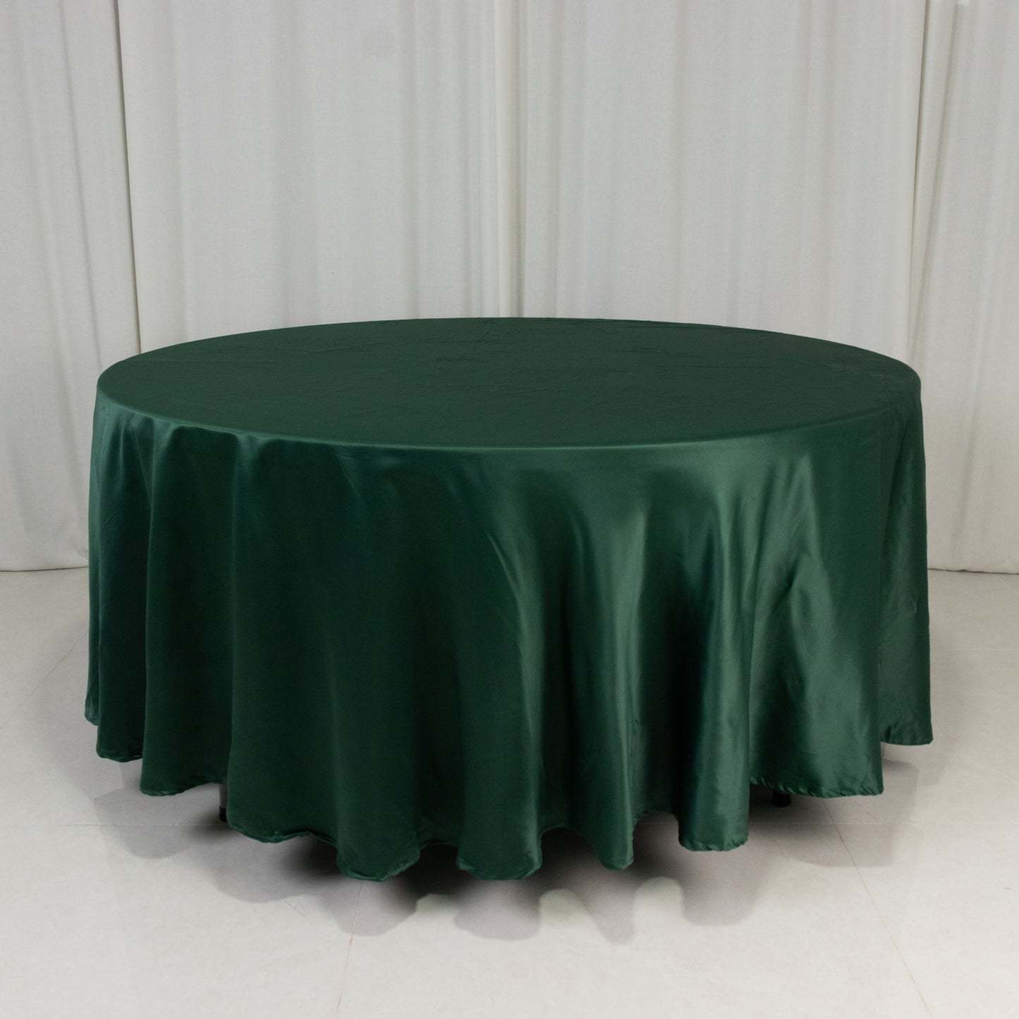 108" Hunter Emerald Green Lamour Satin Round Tablecloth