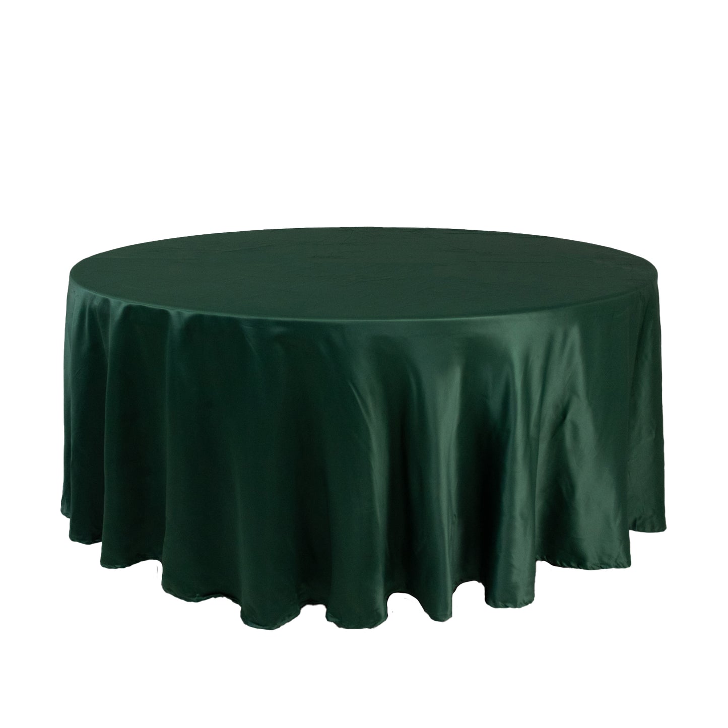 108" Hunter Emerald Green Lamour Satin Round Tablecloth