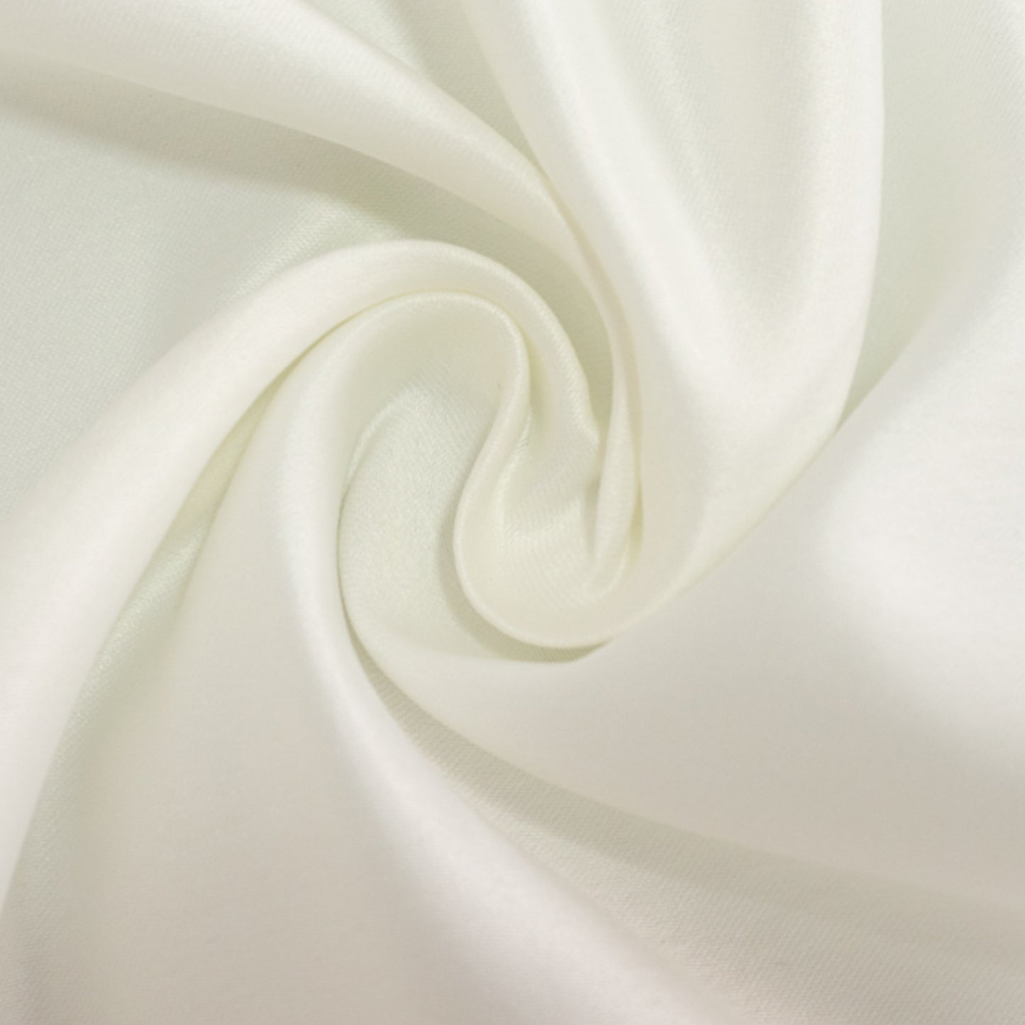 Ivory satin round tablecloth in elegant draping fabric.